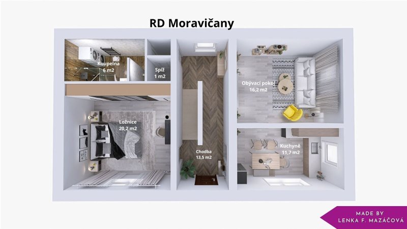 Prodej, rodinný dům, 69,3 m2, Moravičany