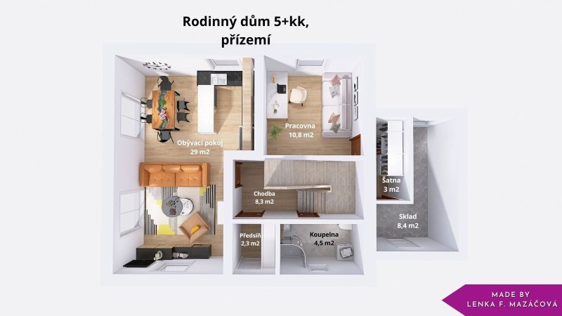 Prodej, rodinný dům se zahradou, 5+kk, pozemek 521 m2, Medlov - Hlivice