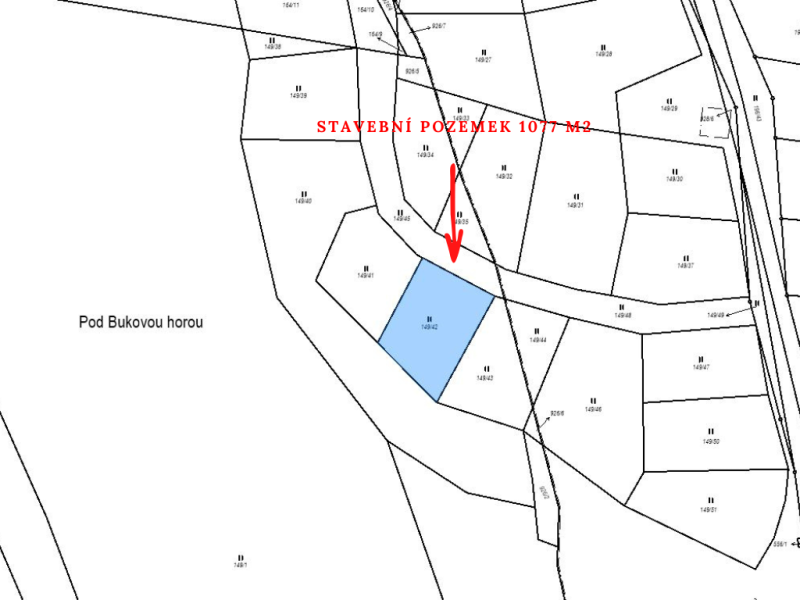 Prodej, stavební pozemek, 1077 m2, Čenkovice, Buková Hora