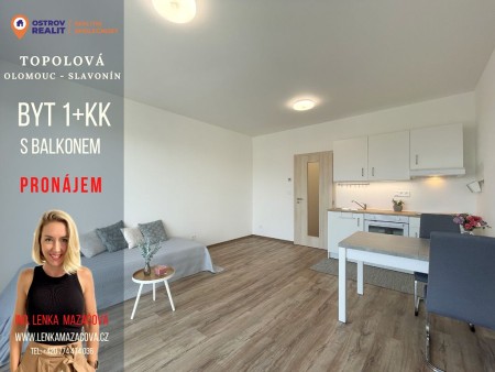 Pronájem, byt 1+kk, 33,4 m2, balkon, Olomouc